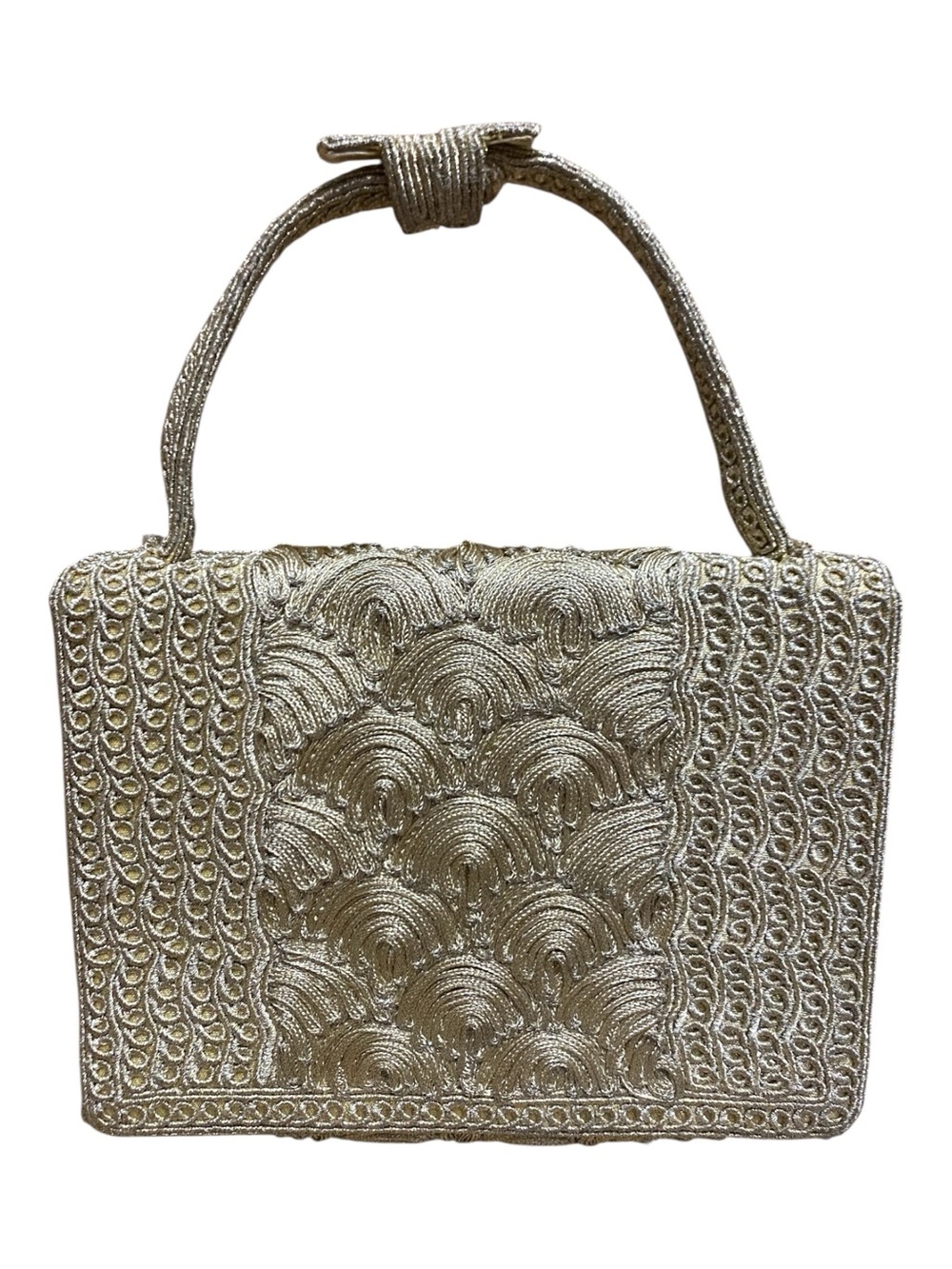Walborg Womens Vintage Handmade Gold Textured Small Evening Bag